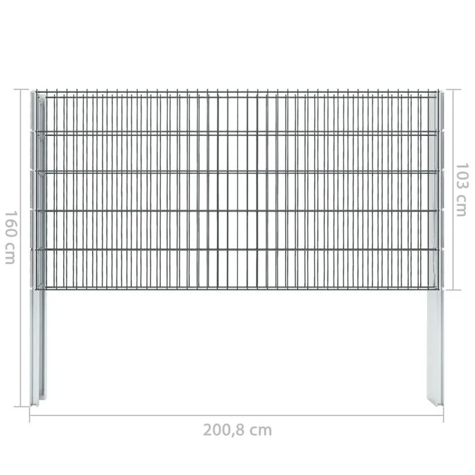 Clôture De Gabion 2D Acier Galvanisé 2,008x1,03m 10m Total Gris – Image 12