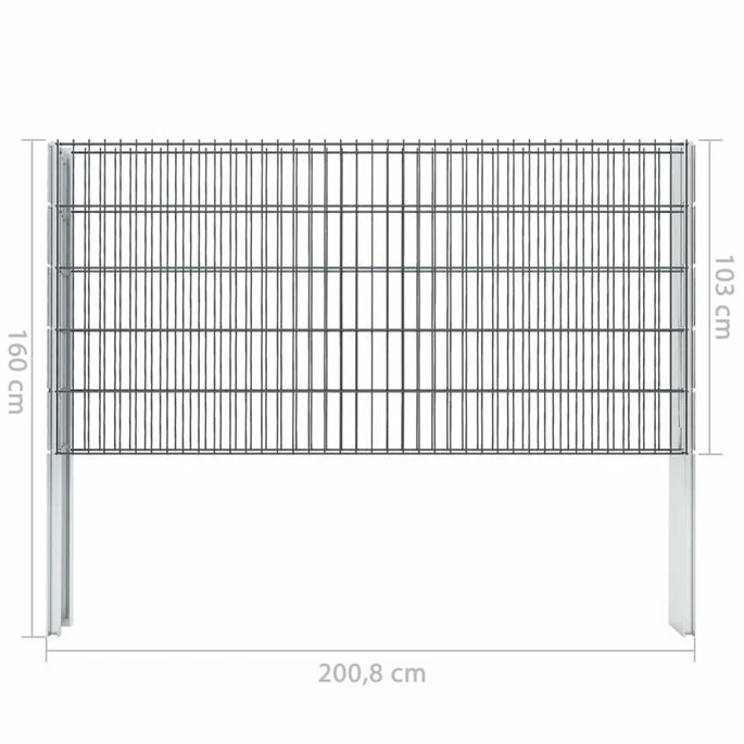 Clôture De Gabion 2D Acier Galvanisé 2,008x1,03m 4 M Total Gris – Image 12
