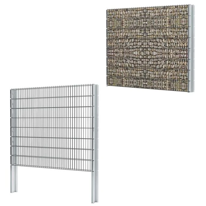 Clôture De Gabion 2D Acier Galvanisé 2,008x1,63m 2 M Total Gris