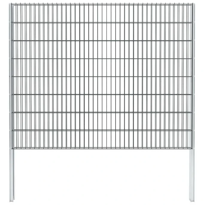 Clôture De Gabion 2D Acier Galvanisé 2,008x1,63m 2 M Total Gris – Image 2