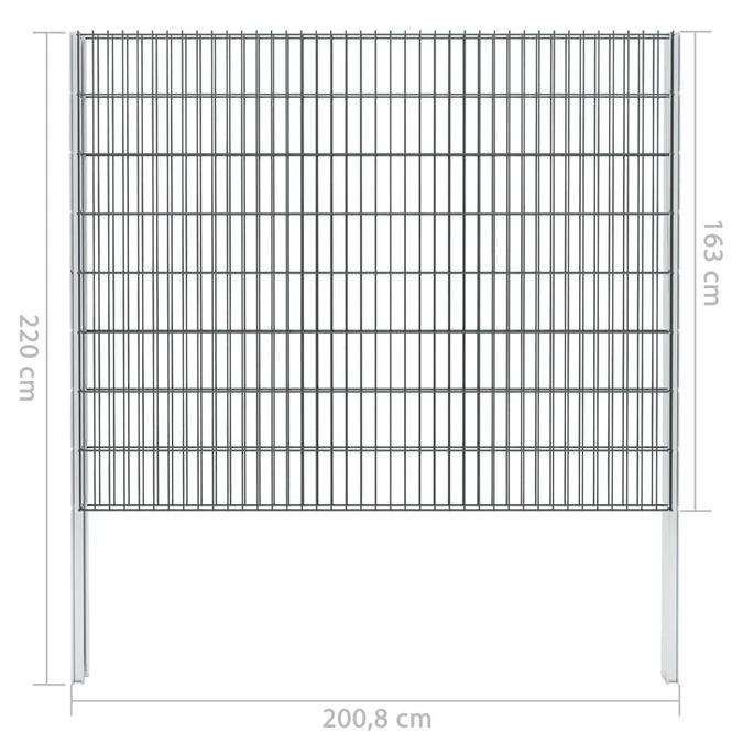 Clôture De Gabion 2D Acier Galvanisé 2,008x1,63m 2 M Total Gris – Image 12