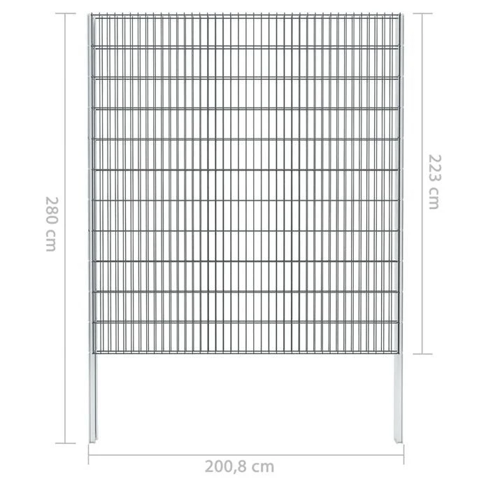 Clôture De Gabion 2D Acier Galvanisé 2,008x2,23m 12m Total Gris – Image 12
