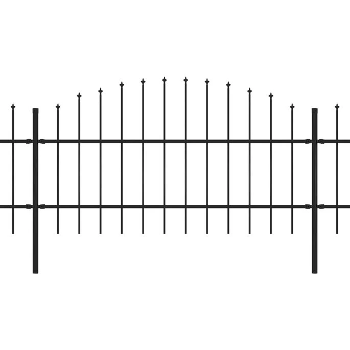 Clôture De Jardin à Dessus En Lance Acier (0,75-1)x13,6 M Noir – Image 2