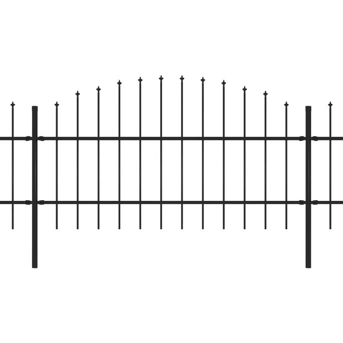 Clôture De Jardin à Dessus En Lance Acier (0,75-1)x17 M Noir – Image 2