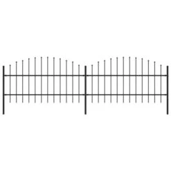 Clôture De Jardin à Dessus En Lance Acier (0,75-1)x3,4 M Noir