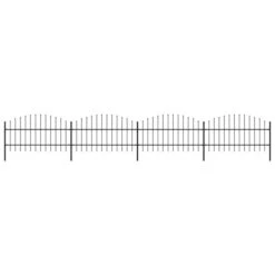 Clôture De Jardin à Dessus En Lance Acier (0,75-1)x6,8 M Noir
