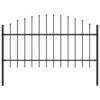 Clôture De Jardin à Dessus En Lance Acier (1-1,25)x1,7 M Noir
