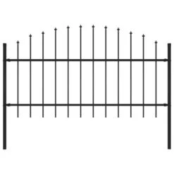 Clôture De Jardin à Dessus En Lance Acier (1-1,25)x1,7 M Noir