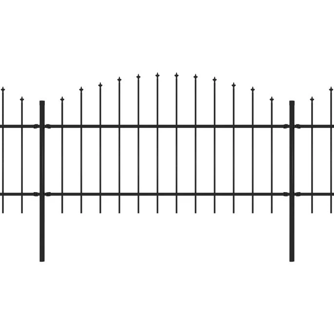 Clôture De Jardin à Dessus En Lance Acier (1-1,25)x15,3 M Noir – Image 2