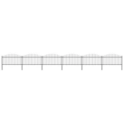 Clôture De Jardin à Dessus En Lance Acier (1,25-1,5)x10,2m Noir