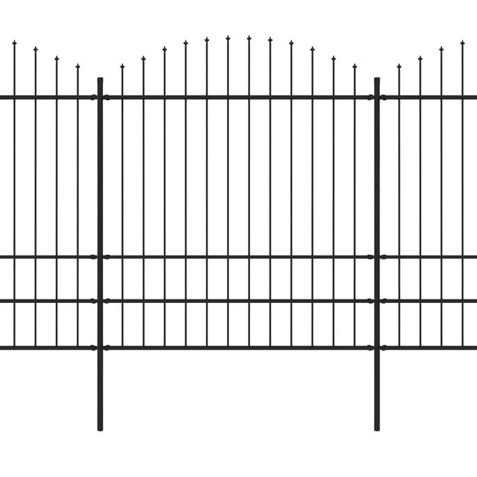 Clôture De Jardin à Dessus En Lance Acier (1,75-2)x10,2 M Noir – Image 2