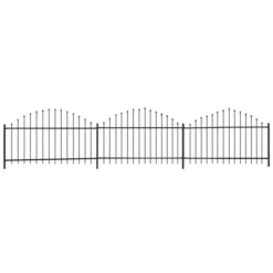 Clôture De Jardin Avec Dessus En Lance Acier (0,5-0,75)x6m Noir