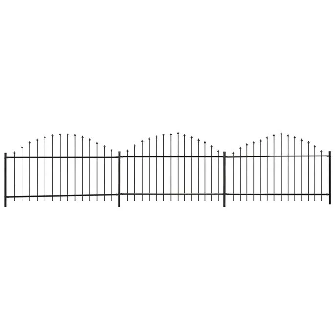 Clôture De Jardin Avec Dessus En Lance Acier (0,5-0,75)x6m Noir