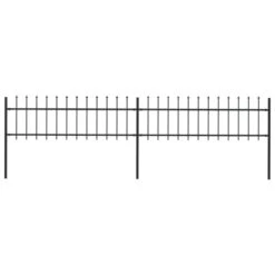Clôture De Jardin Avec Dessus En Lance Acier 3,4 X 0,6 M Noir