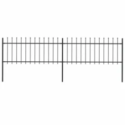 Clôture De Jardin Avec Dessus En Lance Acier 3,4x0,8 M Noir