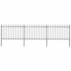 Clôture De Jardin Avec Dessus En Lance Acier 5,1 X 1,2 M Noir