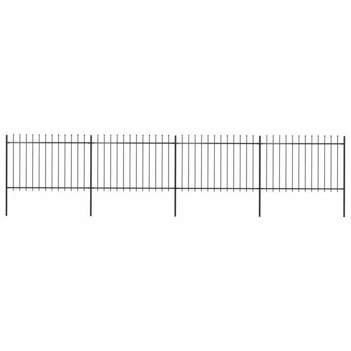 Clôture De Jardin Avec Dessus En Lance Acier 6,8 X 1,2 M Noir