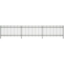 Clôture De Jardin Avec Dessus Pointu Acier 6 M Noir 4