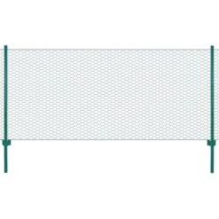 Clôture En Grillage Métallique Avec Poteaux Acier 25x0,5 M Vert 3