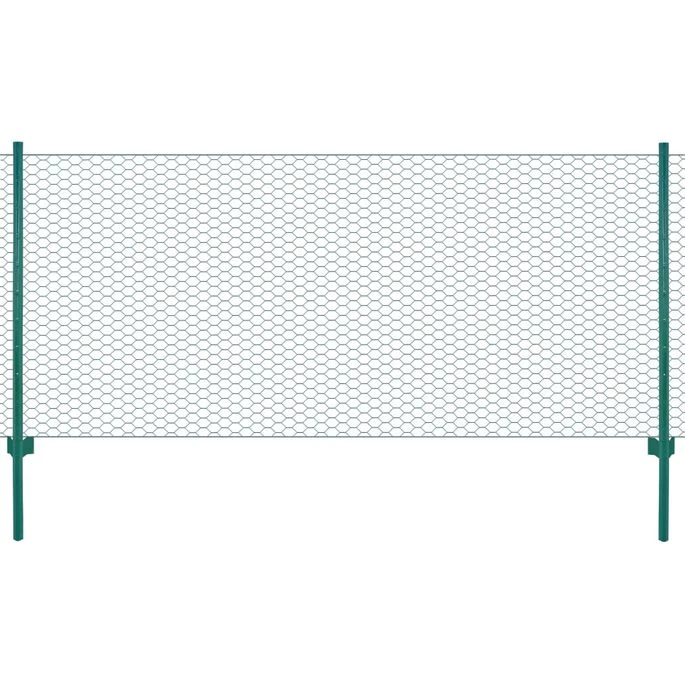 Clôture En Grillage Métallique Avec Poteaux Acier 25x1 M Vert 3