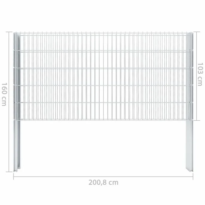 Clôture Gabion 2D Acier Galvanisé 2,008x1,03m 2 M Total Argenté – Image 12