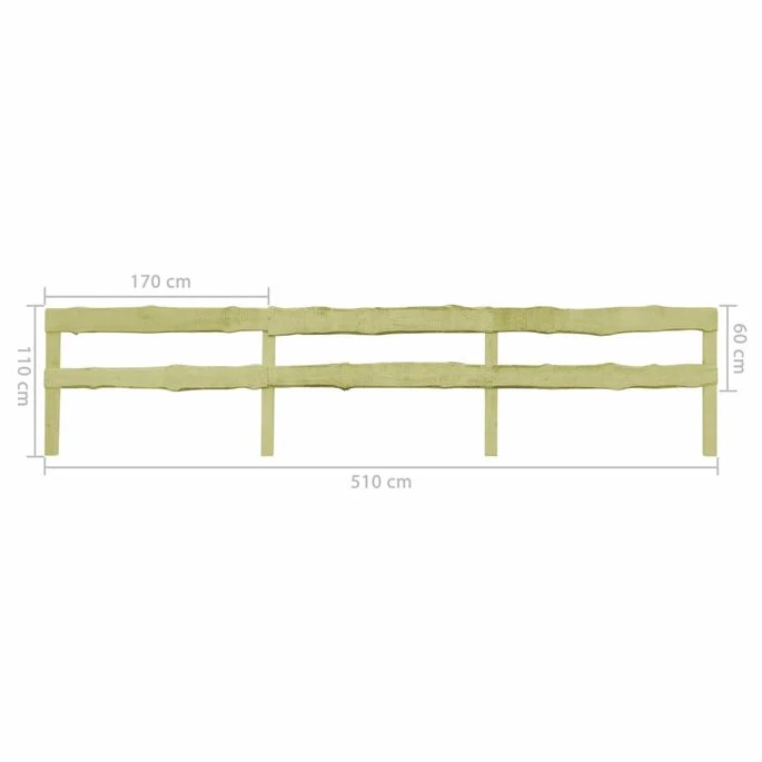 Clôtures De Jardin à 2 Rails 5 Pcs Pin Imprégné 510x60 Cm – Image 5