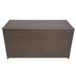 Coffre De Rangement Jardin Résine Tressée Marron Zamen 120 Cm
