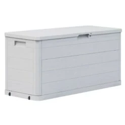 Coffre De Rangement Plastique Gris Clair Nited 117 Cm