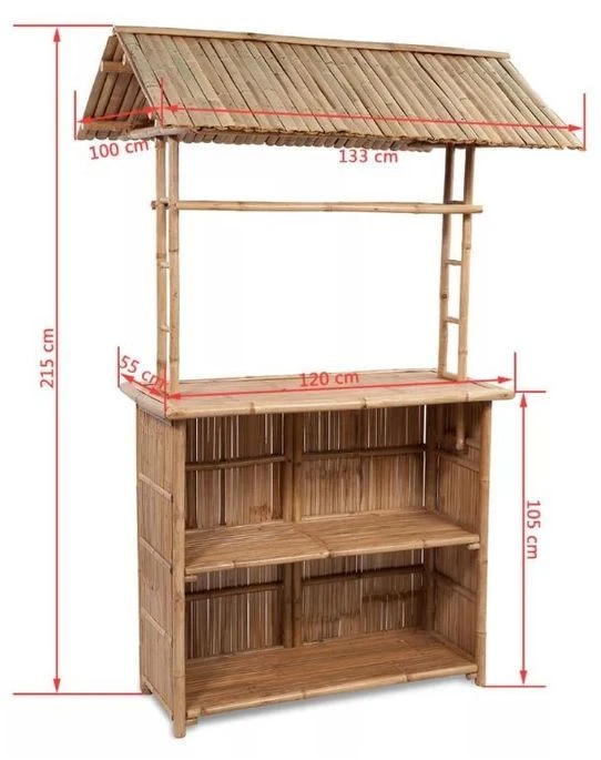 Comptoir De Bar Et 2 Tabourets Bambou Clair Kyca – Image 6