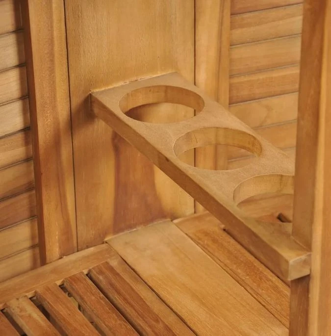 Comptoir De Bar Et 4 Chaises Hautes Teck Massif Clair Aqual – Image 2