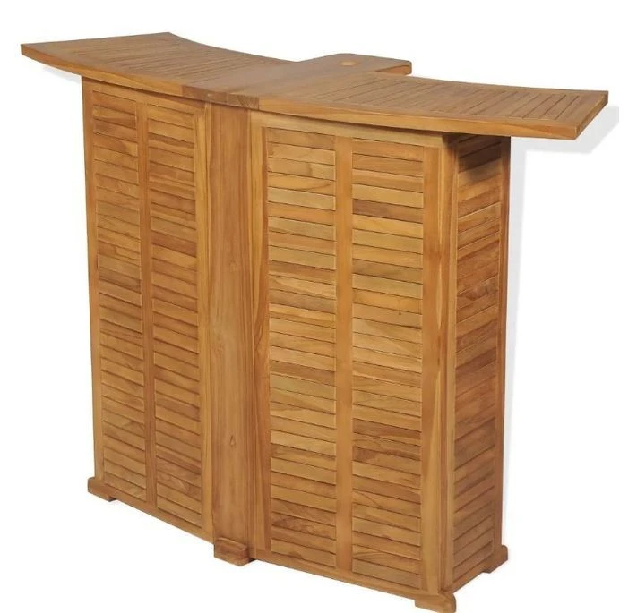 Comptoir De Bar Et 4 Chaises Hautes Teck Massif Clair Aqual – Image 6