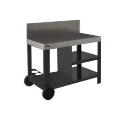 COOK'IN GARDEN Desserte De Jardin Avec Crédence Pour Plancha - 110 X 55 Cm - Noir