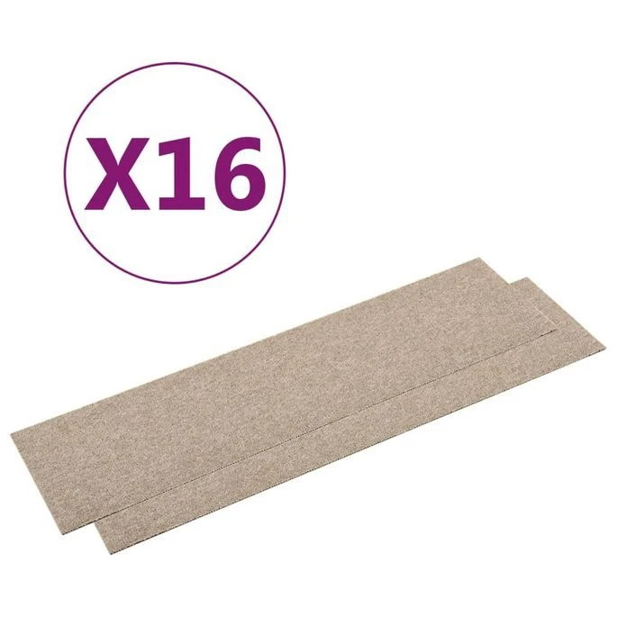 Dalles De Tapis De Sol 16 Pcs 4 M² 25x100 Cm Beige Clair – Image 2