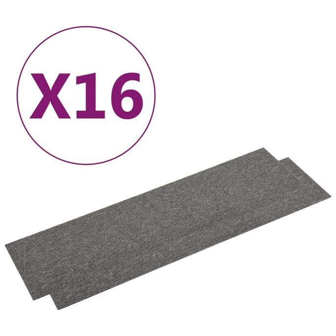 Dalles De Tapis De Sol 16 Pcs 4 M² 25x100 Cm Gris – Image 2
