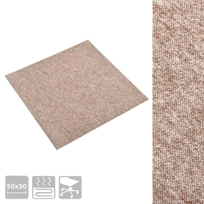 Dalles De Tapis De Sol 20 Pcs 5 M² 50x50 Cm Beige – Image 3