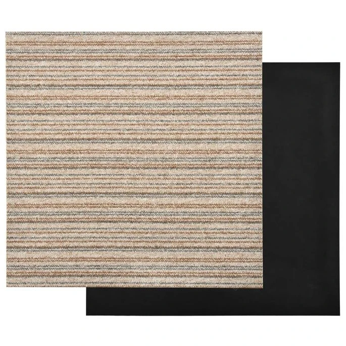 Dalles De Tapis De Sol 20 Pcs 5 M² 50x50 Cm Beige Rayé – Image 4