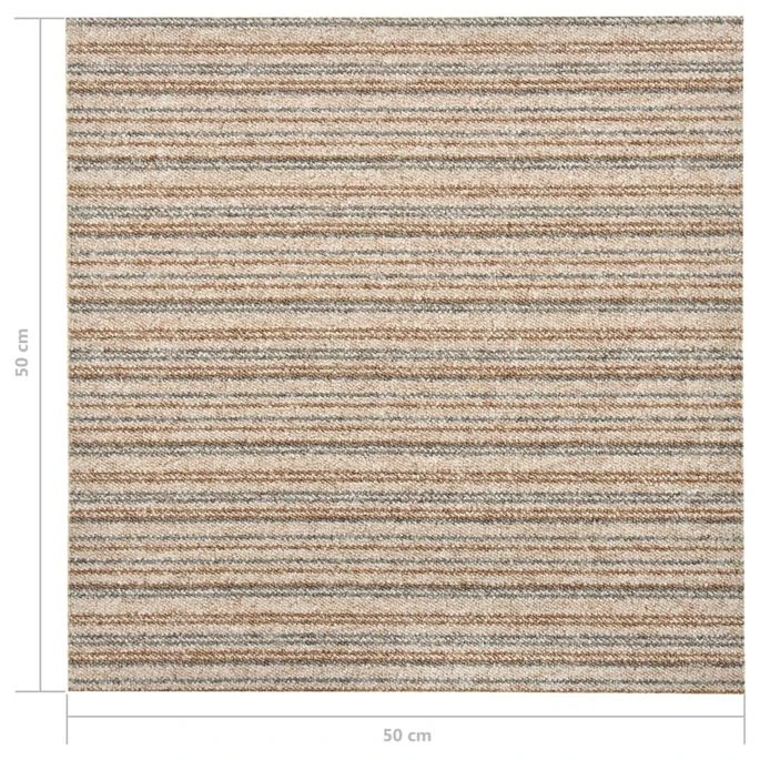 Dalles De Tapis De Sol 20 Pcs 5 M² 50x50 Cm Beige Rayé – Image 7