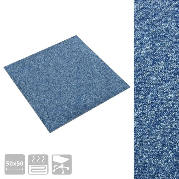 Dalles De Tapis De Sol 20 Pcs 5 M² 50x50 Cm Bleu – Image 3