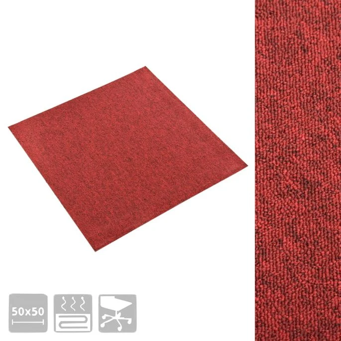 Dalles De Tapis De Sol 20 Pcs 5 M² 50x50 Cm Rouge – Image 3