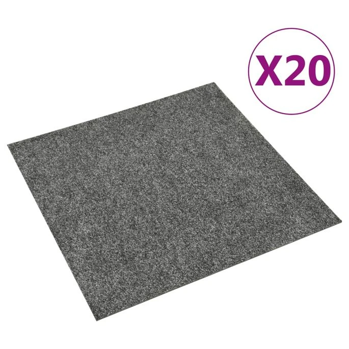 Dalles De Tapis De Sol 20 Pcs 5 M² Gris Foncé