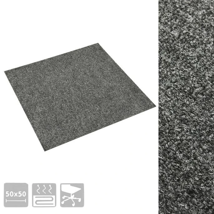 Dalles De Tapis De Sol 20 Pcs 5 M² Gris Foncé – Image 3