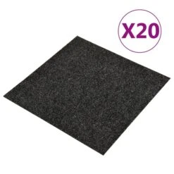 Dalles De Tapis De Sol 20 Pcs 5 M² Noir