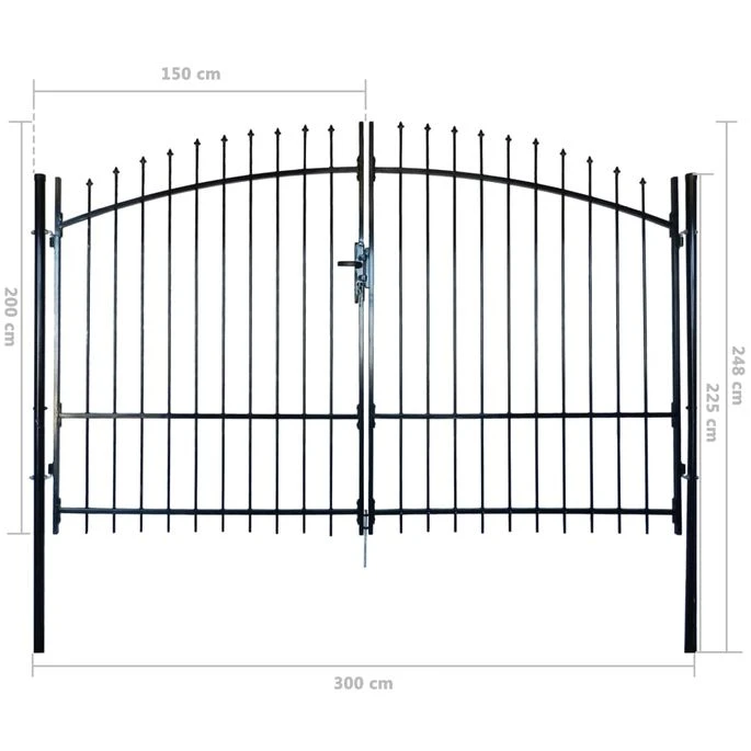 Double Portail Avec Haut Sous Forme De Lance 300 X 248 Cm – Image 6