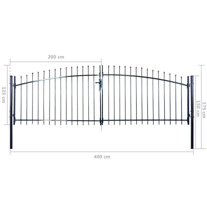 Double Portail Avec Haut Sous Forme De Lance 400 X 175 Cm – Image 6