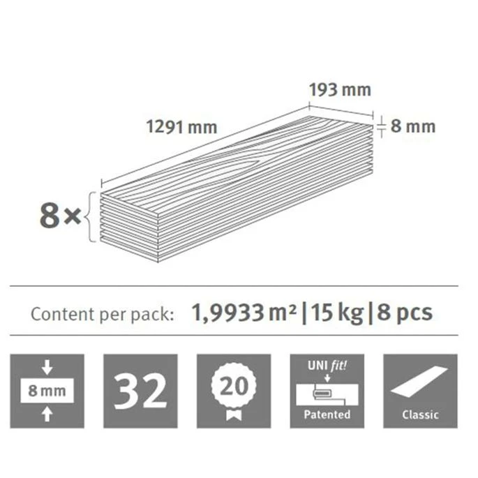 Egger Planches De Plancher Stratifié 55,72m² 8 Mm Toscolano Oak Nature – Image 7