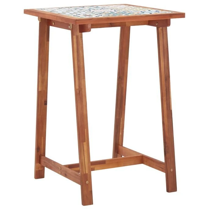 Ensemble De Bar D'extérieur 3 Pcs Carreau Mosaïque Et Acacia – Image 3