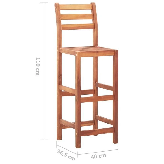 Ensemble De Bar D'extérieur 3 Pcs Carreau Mosaïque Et Acacia – Image 12