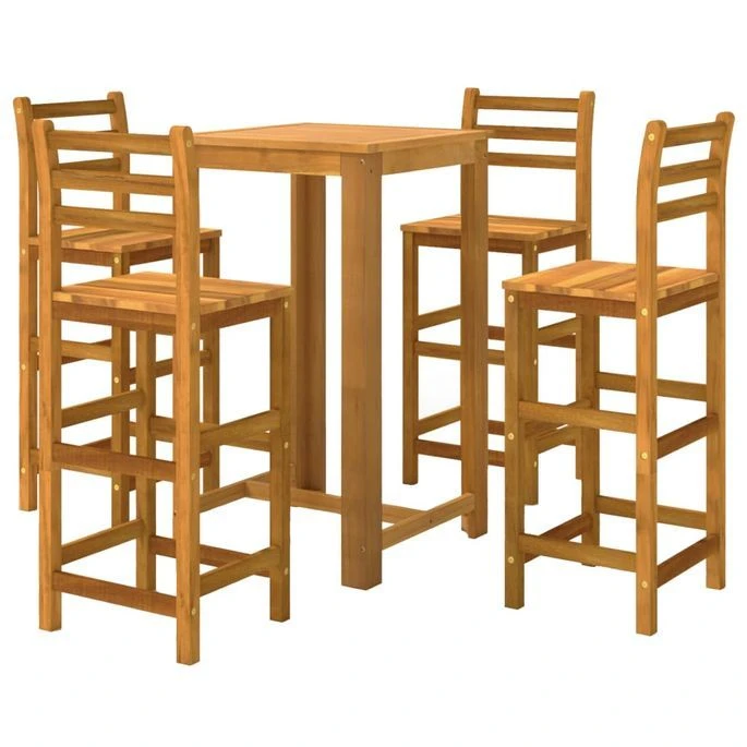 Ensemble De Bar De Jardin 5 Pcs Bois D'acacia Solide – Image 3