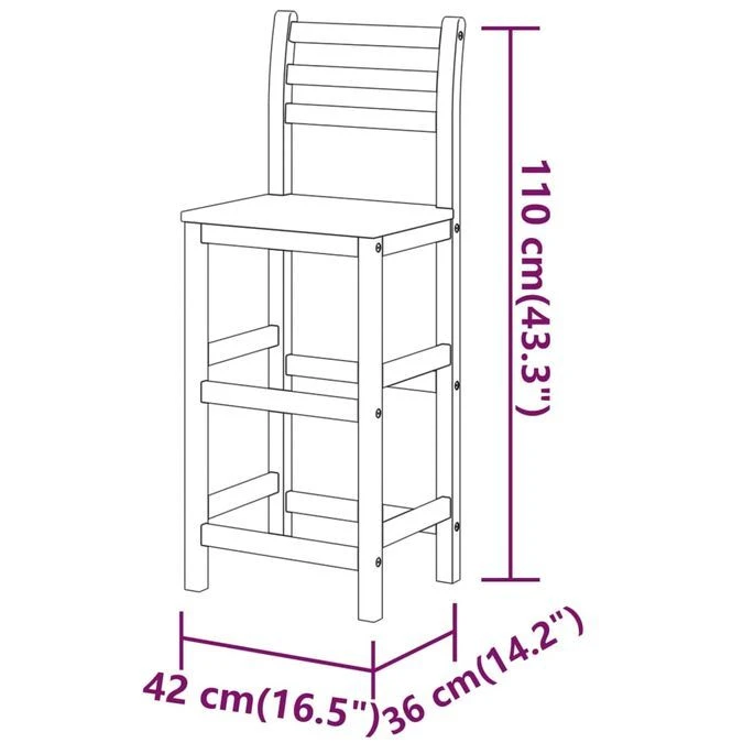 Ensemble De Bar De Jardin 5 Pcs Bois D'acacia Solide – Image 12