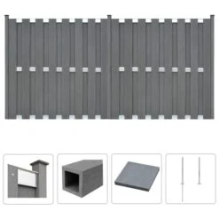Ensemble De Clôture WPC 2 Carré 376 X 185 Cm Gris